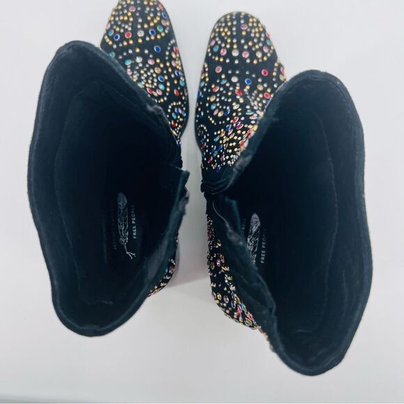 Jeffrey Campbell x Free People Boots Ankle Black Rhinestones Embellished 7.5 - Picture 11 of 12